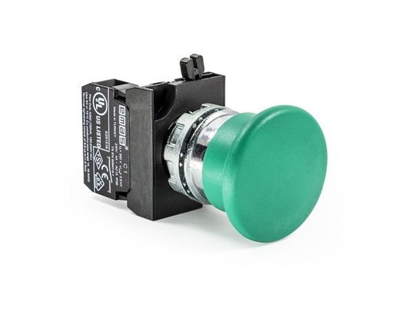 CM Series Metal 1NO Spring 40 mm Mushroom Green 22 mm Control Unit